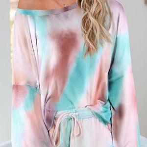 Multicolor Tie-dye Pajamas Loungewear Set